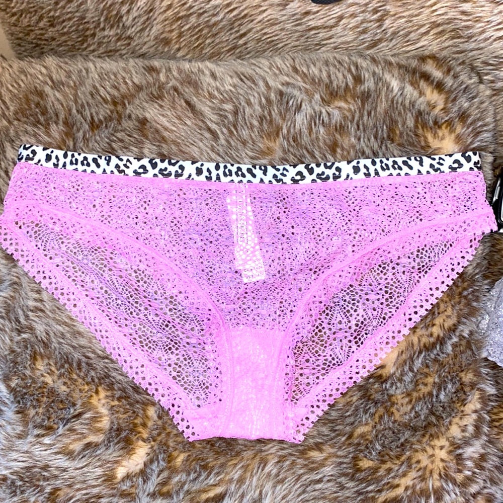 Victoria’s Secret pink lace panty, hip hugger style